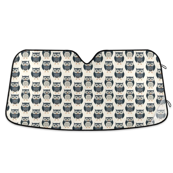 Hand Drawn Owls Car Windshield Sun Shade Foldable Car Front Window Visor Heat and UV Protection 53x23.5