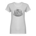 thumbnail image 1 of Hand Drawn Pancakes Shaped T-Shirt Women -Image by Shutterstock, Female x-Large, 1 of 2