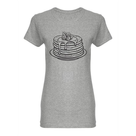 Hand Drawn Pancakes Shaped T-Shirt Women -Image by Shutterstock, Female x-Large