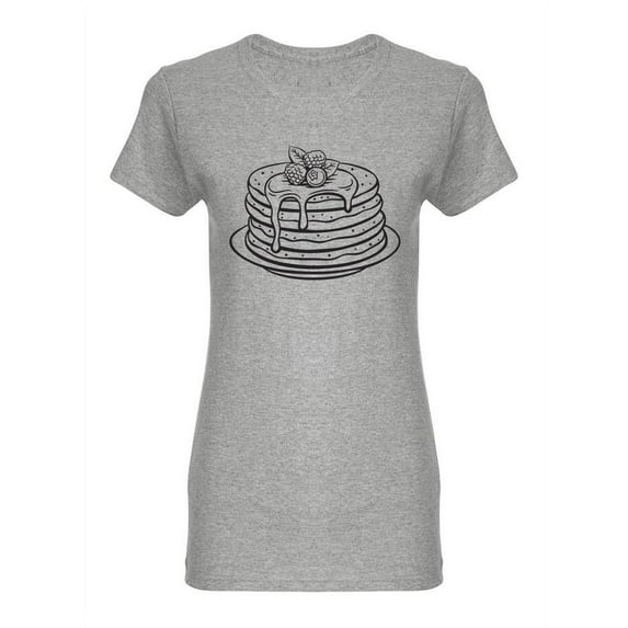 Hand Drawn Pancakes Shaped T-Shirt Women -Image by Shutterstock, Female x-Large