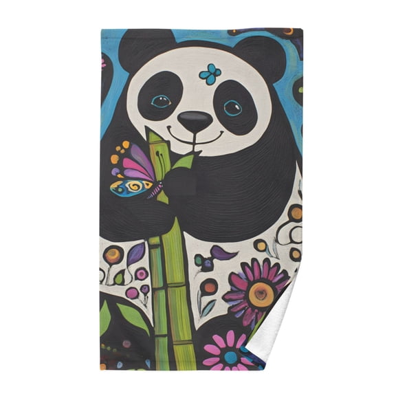 Hand Drawn Panda Bath Towel 100% Cotton Soft Thick High Absorbency Hand Face Towel Single Pack 16x28in