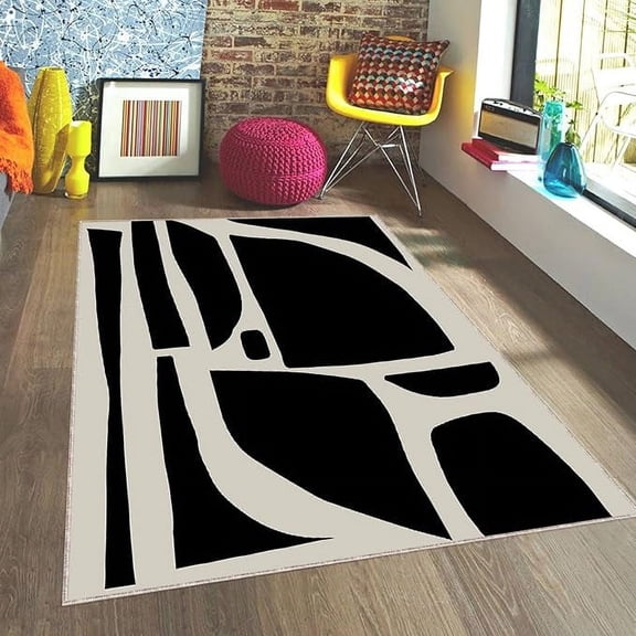 Hand Drawn Patterned Area Rugs, Modern Geometric Indoor Non-Slip Rug, Upholstery Rug With Non-Slip Backing For Kids Boys Girls Bedroom Living Room Dining Room 2 x 3ft