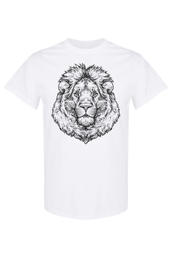 Hand Drawn Portrait Of Lion T-Shirt Men -Image by Shutterstock, Male Large