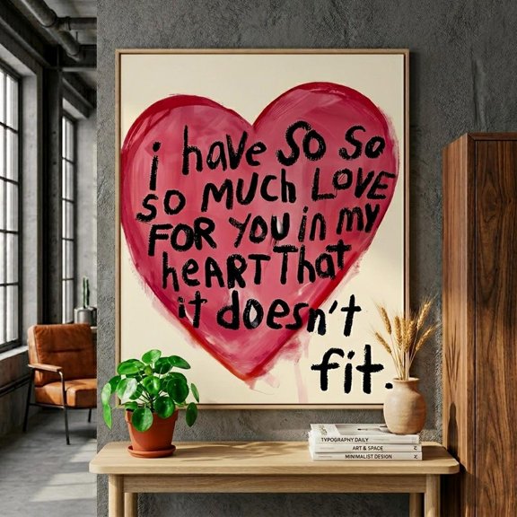 Hand Drawn Poster Trendy Text Poster Love You Wall Art Gift For Her