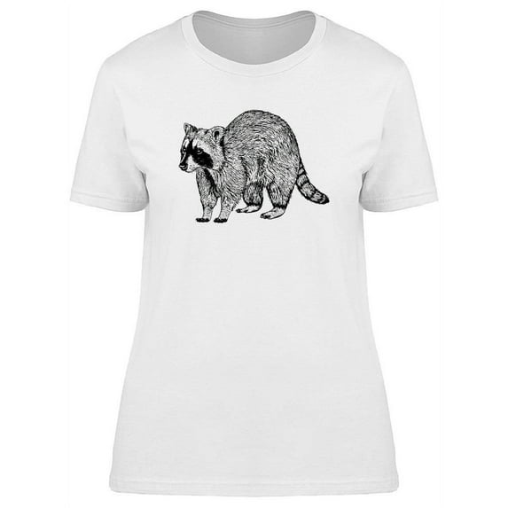 Hand Drawn Raccoon T-Shirt Women -Image by Shutterstock, Female Large