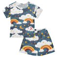 thumbnail image 1 of Hand Drawn Rainbow Pattern Summer Pajama Set Soft Cotton Short Sleeve Sleepwear 2PCS Pajama Sets Breathable Lounge Set Size 12Y, 1 of 7