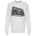 thumbnail image 1 of Hand Drawn Retro Boombox Sweatshirt Men -Image by Shutterstock, Male Small, 1 of 2