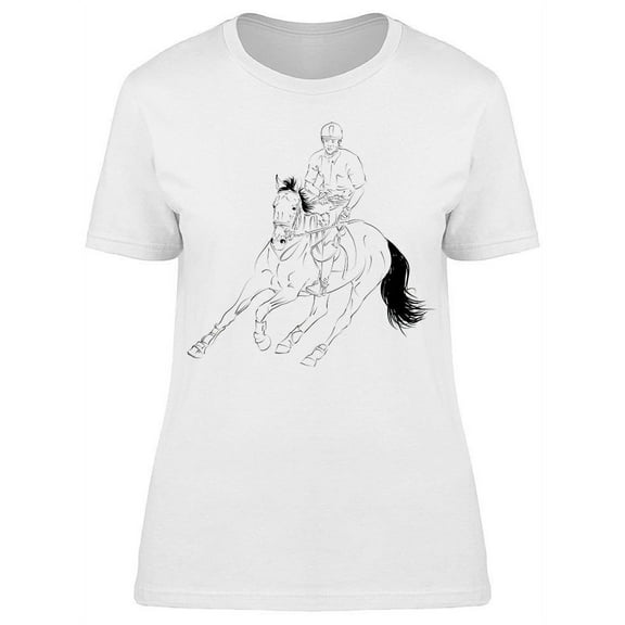 Hand Drawn, Rider And Horse T-Shirt Women -Image by Shutterstock, Female Large