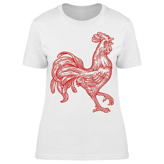 Hand Drawn. Rooster T-Shirt Women -Image by Shutterstock, Female x-Large