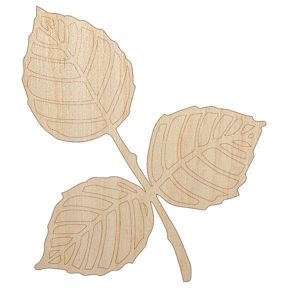 Hand Drawn Rose Leaves Doodle Wood Shape Unfinished Piece Cutout Craft DIY Projects - 6.25 Inch Size - 1/4 Inch Thick