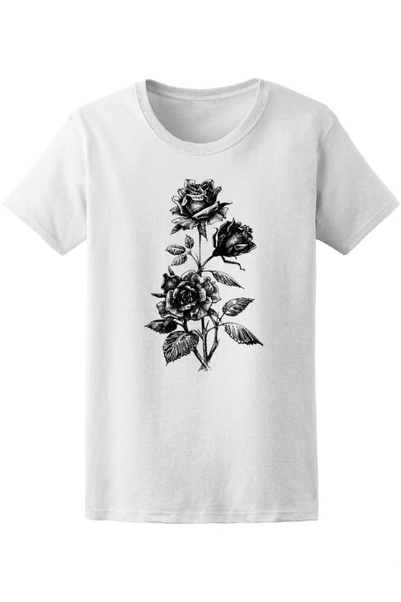 Hand Drawn Rose Style Tee Women's -Image by Shutterstock