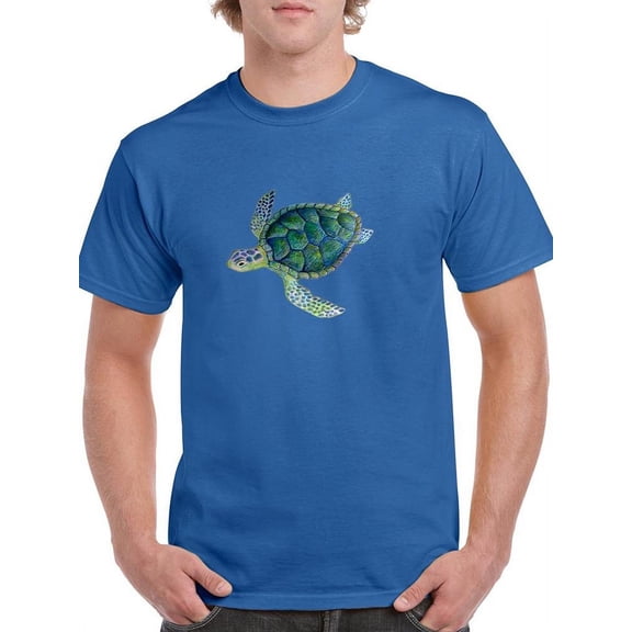 Hand Drawn Sea Turtle T-Shirt Men -Image by Shutterstock, Male 5X-Large