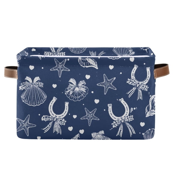 Hand Drawn Shell Hoof Foldable Storage Large Fabric Storage Baskets Organizer Storage Bins with Handles for Home Office