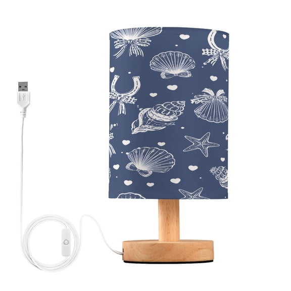 Hand Drawn Shell Hoof Table Lamp, Fully Dimmable Nightstand Lamp with USB and Linen Fabric Shade, Modern Gifts for Bedroom, Living Room, Office