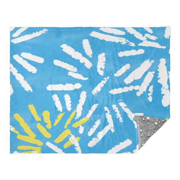 Hand Drawn Simple Lines 70x55in Flannel Throw Blanket, Double Sided, Soft and Cozy, Glow in the Dark