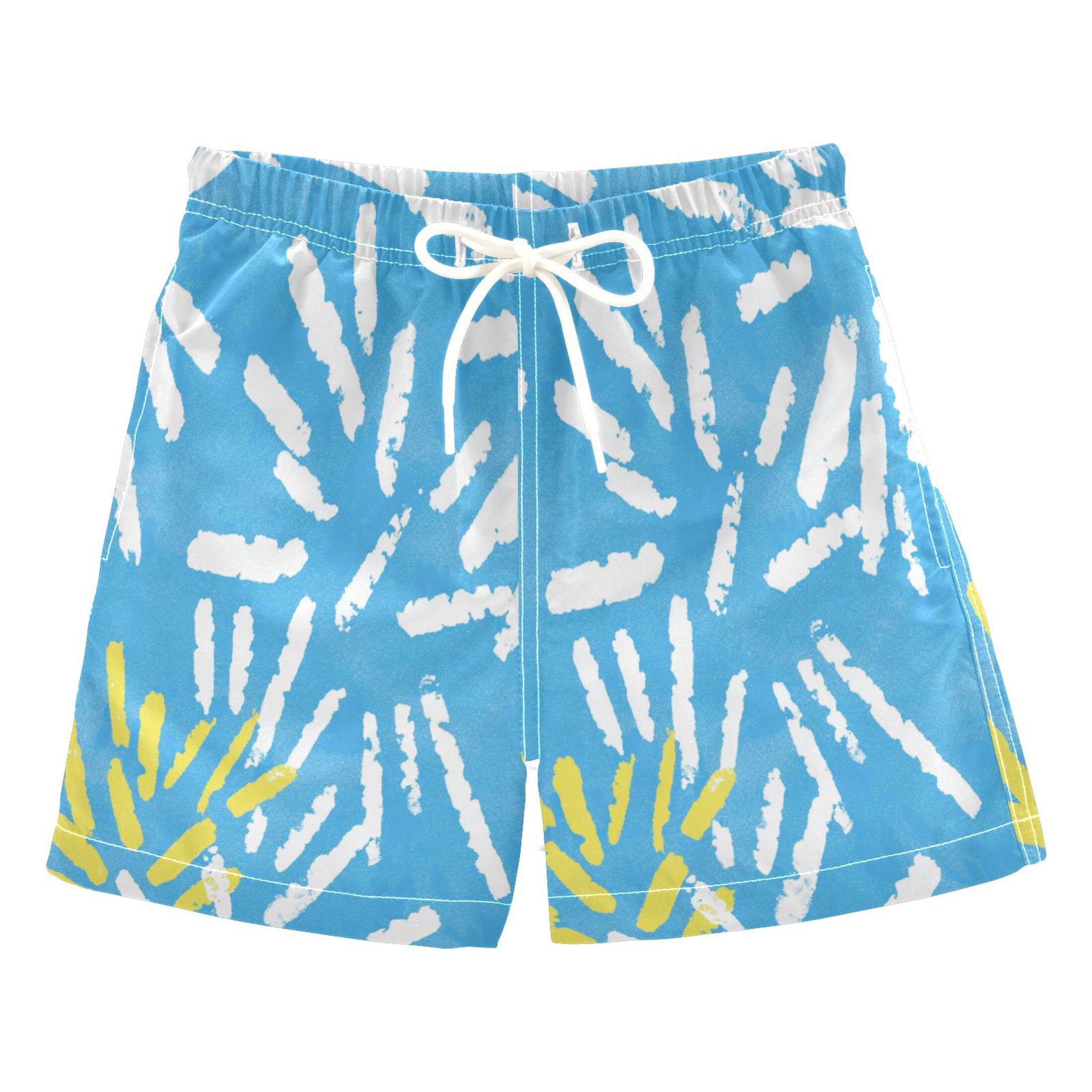Hand Drawn Simple Lines Boys' Swim Trunks Beach Pool Shorts Quick Dry ...