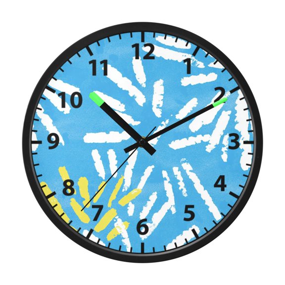 Hand Drawn Simple Lines Wall Clock 12 Inch Voice Activated Night Light Silent Non Ticking