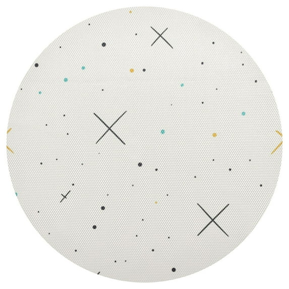 Hand Drawn Simple Patterns 6-Piece 15.4in Durable PVC Plate Mats, Heat-Resistant for Parties and Dining