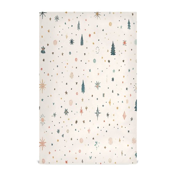 Hand Drawn Simple Patterns Decorative Waffle Towel Kitchen Dishcloth 28x18in Multi-Use Tea Towel