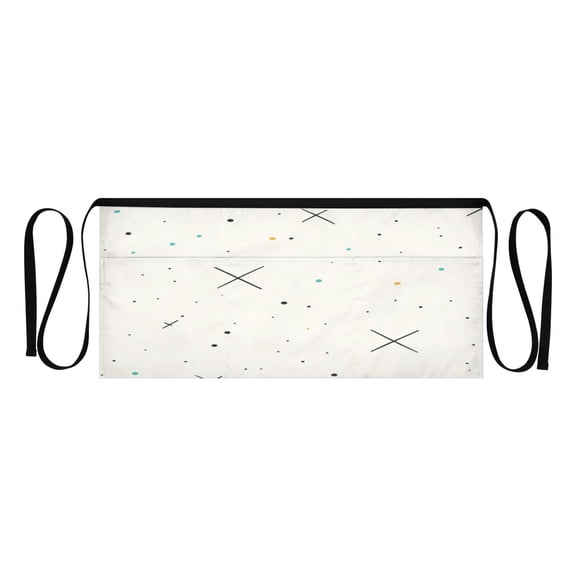 Hand Drawn Simple Patterns Multi Pocket Short Apron Waterproof, Adjustable 96.5in Belt for various occasions