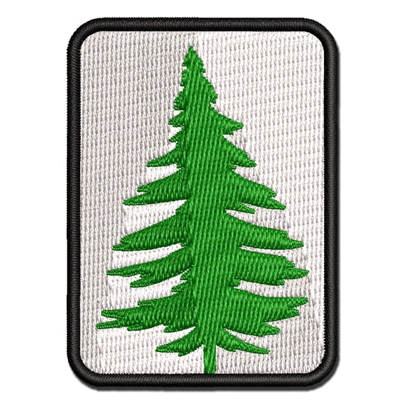 Hand Drawn Sketchy Christmas Evergreen Tree Applique Multi-Color Embroidered Iron-On Patch - 3 Inch Medium
