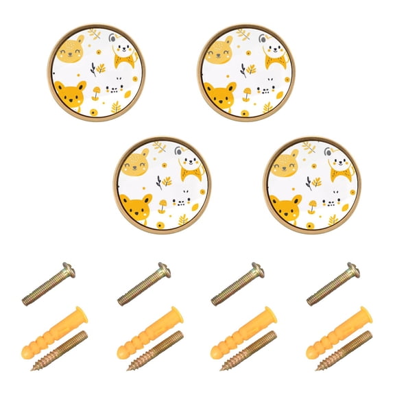 Hand Drawn Small Animals Cabinet Furniture Knobs Drawer Metal Pulls 1.26in Acrylic Zinc Alloy Dual Screw Set