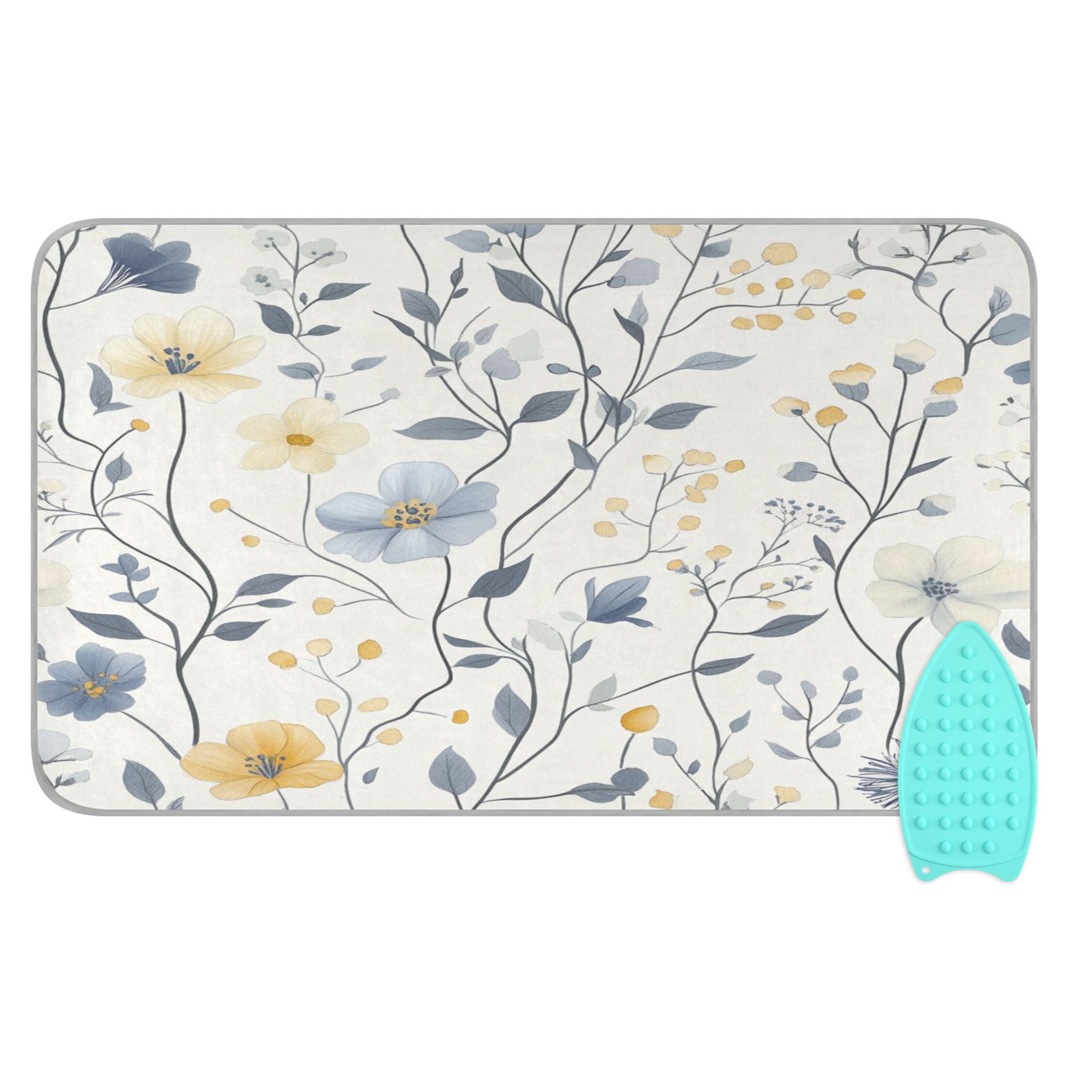 Hand Drawn Spring Flowers Portable Ironing Mat, Heat-Resistant, Dual-Sided, Foldable for Easy Storage