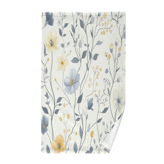Hand Drawn Spring Flowers Single Pack 100% Cotton Bath Towel (16'' x 28'') Soft, Highly Absorbent, Ideal for Bathroom, Gym, Beach