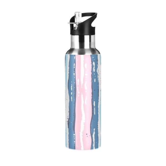 Hand Drawn Stripes Pattern 600ml Double Walled Stainless Steel LeakProof Sports Bottle Thermo 8h