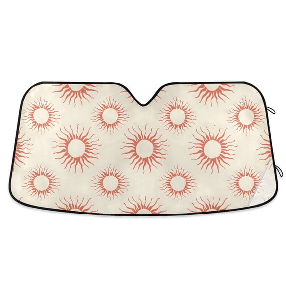 Hand Drawn Sun Car Windshield Sun Shade Foldable Car Front Window Visor Heat and UV Protection 53x23.5