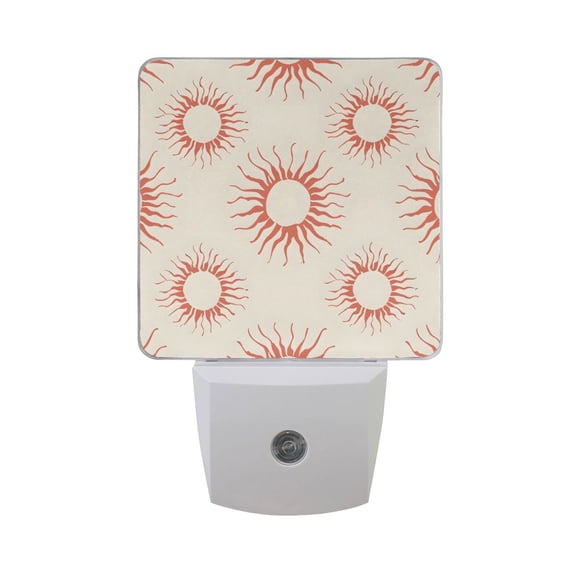 Hand Drawn Sun Night Light 2 Pack LED Nightlight Plug into Wall Dusk to Dawn Sensor Soft White