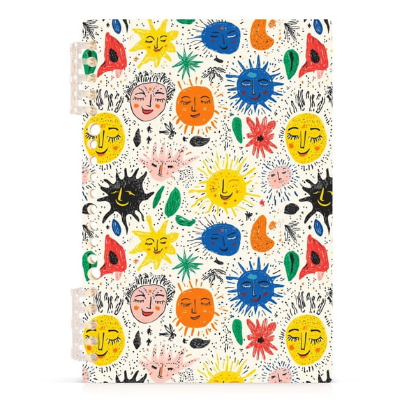 Hand Drawn Sun Notebooks 1-subject Journal 60 Sheets A5 College Ruled Paper Detachable Ring 8.3"x5.7"