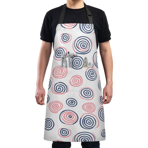 Hand Drawn Swirl Doodle Kitchen Apron with 2 Pockets Adjustable waterproof Cooking Aprons for Women Men Chef