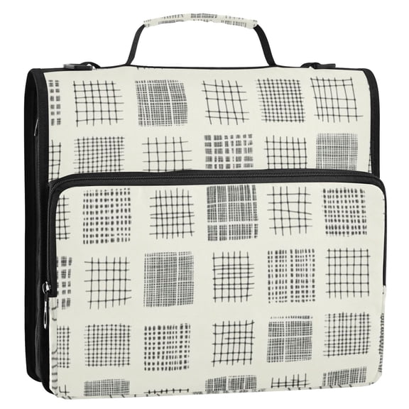 Hand Drawn Texture Stripes Lines Zipper Binder Bag 3 Ring Binder Bag,Large Capacity Durable Binder Organizer Bag