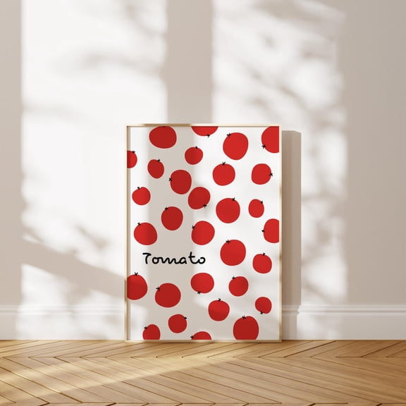 Hand,Drawn Tomato Print Abstract Red Food Illustration Modern Kitchen Art Print Vegetable Fruit Market Home Decor #2760, 8x12 UNFRAMED