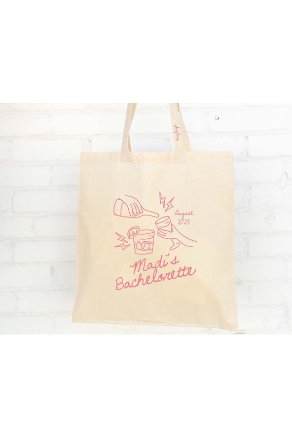 Hand Drawn Trendy Bachelorette Tote Club Bachelorette Aesthetic Bach Tote Bubbly Bach Welc