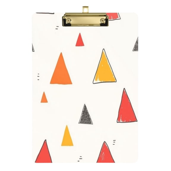Hand Drawn Triangle Pattern 12.5x9in Clipboard, Durable Acrylic with Metal Clip and Wall Hook for Office or Classroom