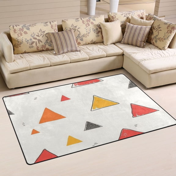 Hand Drawn Triangle Pattern Soft Polyester Area Rug 60''x39'', Non Slip, Memory Foam, Water Absorbent
