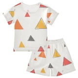 Hand Drawn Triangle Pattern Summer Pajama Set Soft Cotton Short Sleeve ...