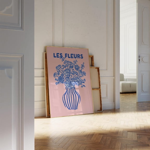 Hand Drawn Vase Les Fleurs Modern Floral Print