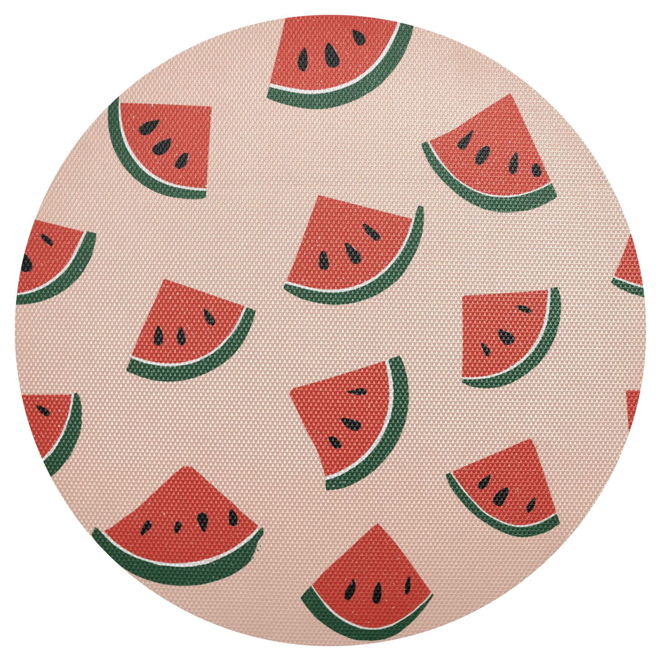 Watermelon Button Mat Hand Drawn Watermelon Slices PVC Round Grid Placemat Table Mat 1 Pc 15. ...
