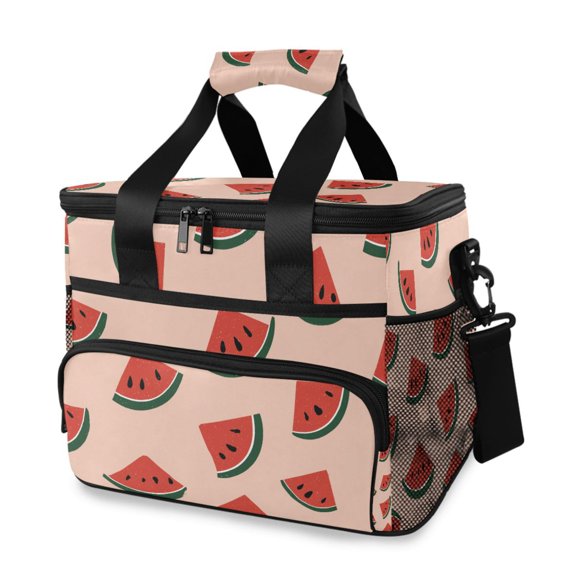 Hand Drawn Watermelon Slices Portable Cooler Lunch Box Reusable Insulated Lunch Bag Leakproof 15L