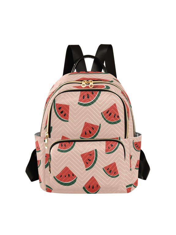 Hand Drawn Watermelon Slices Quilted Backpack Fashion Daypack Commuter Bag for Women 14 L