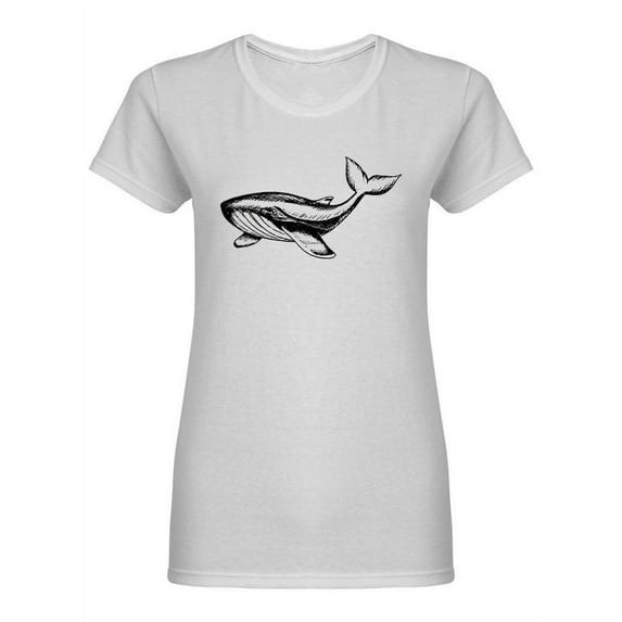 Hand Drawn Whale Shaped T-Shirt Women -Image by Shutterstock, Female Large