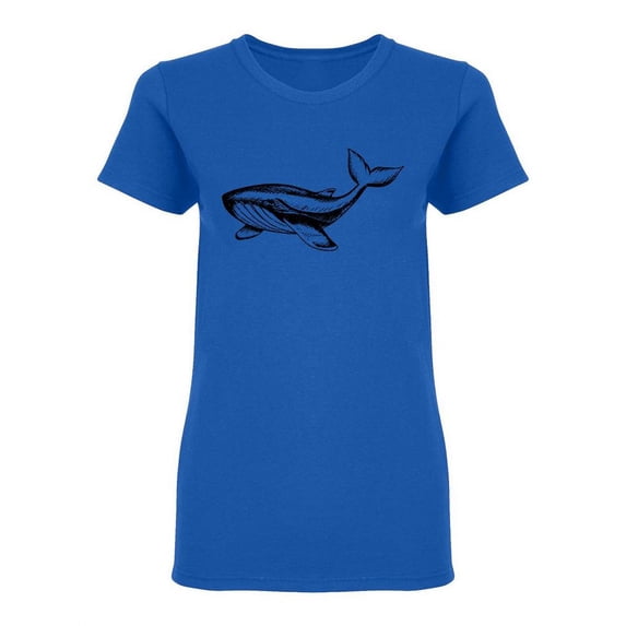 Hand Drawn Whale Shaped T-Shirt Women -Image by Shutterstock, Female Small