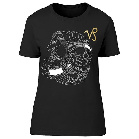 Hand Drawn Zodiac Sign Capricorn T-Shirt Women -Image by Shutterstock, Female Large