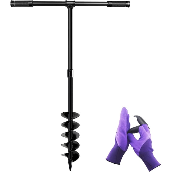 Hand Drill Auger Post Hole Digger, Manual Garden Hole Digging Drill Bit for Planting, Spiral Drill Planter for Bulb, Flower, Tree, Seedlings, Bedding Plants, Umbrella, Fence Holes-4"x 38"