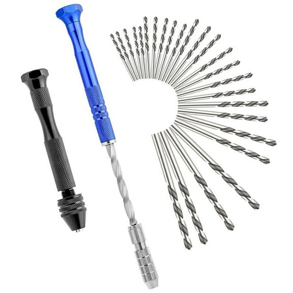 Hand Drill Bit Set 27 Pieces, Precision Pin Vise with Quick Change Chuck, Mini Twist Drill Bits for Wood Plastic Metal, Craft Model Making Tools with Storage Case