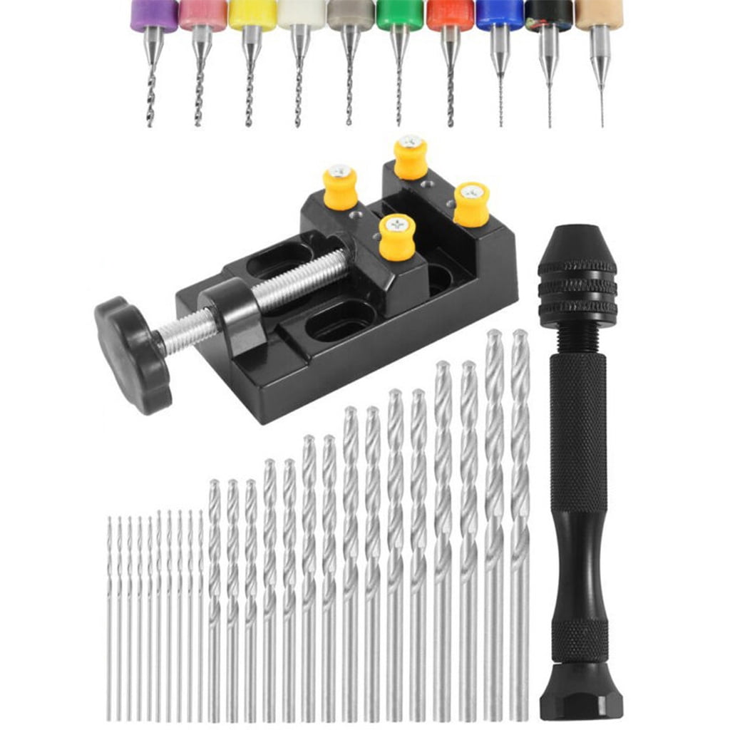 Hand Drill Bits Set Include Metal Pin Vise Hand Drill Micro Mini Twist Drill Bit