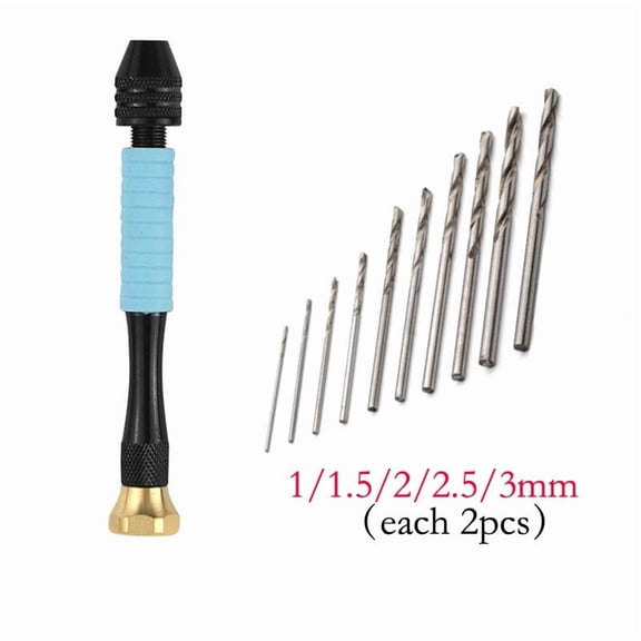 Hand Drill Handle for Mini Power Drill, 0.3–3.4 mm Precision Chuck, Aluminum Body with Anti-Slip Rubber Grip, for Woodworking, Jewelry Making & DIY Crafting(Blue)
